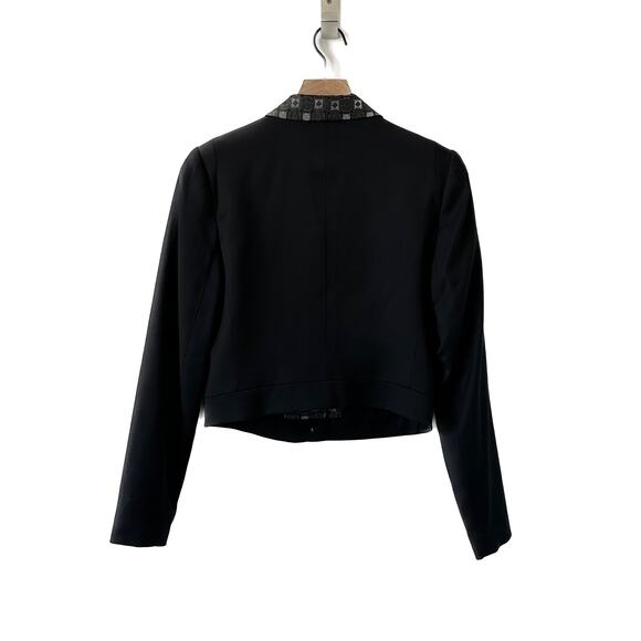L.A.M.B Gwen Stefani Jacquard Lapel Wool Cropped Blazer Jacket Black Grey Size 4 - Picture 3 of 9